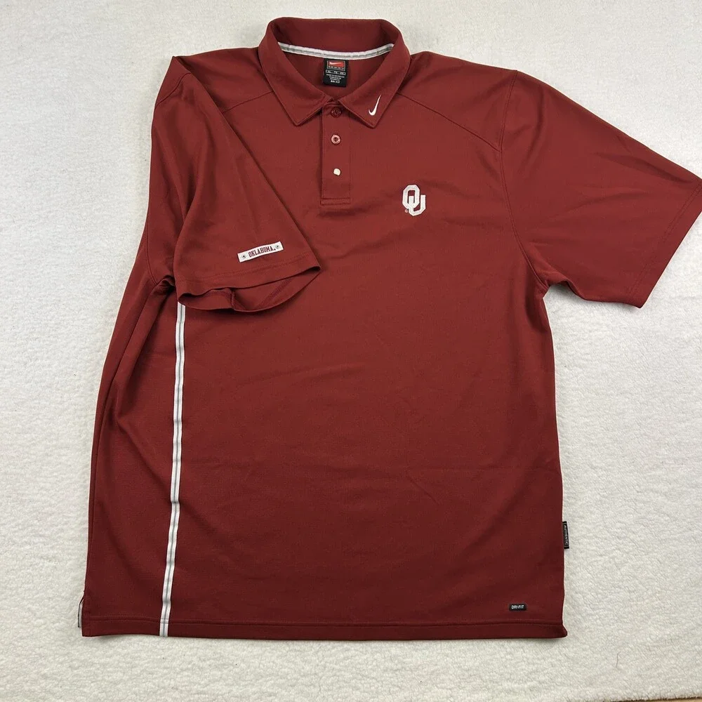 Nike Dri-Fit Polo Shirt Mens XL Oklahoma Sooners Red Short Sleeve Golf